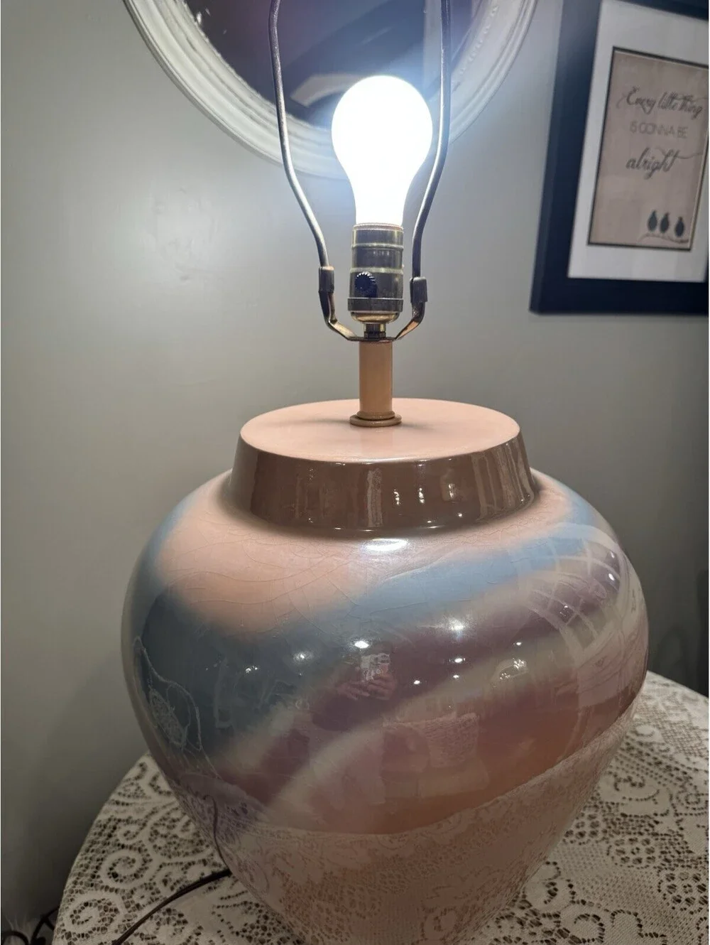 Vintage Mid Century Modern Sunset Lamp Corp. Ceramic Table Lamp Rare**